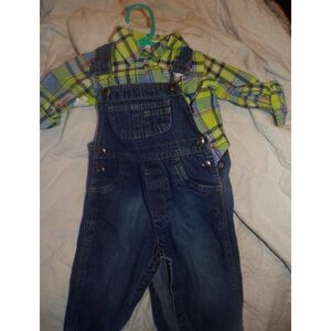 Heidi Klum Truly Scrumptious overalls and long sleeve shirt size 6 month